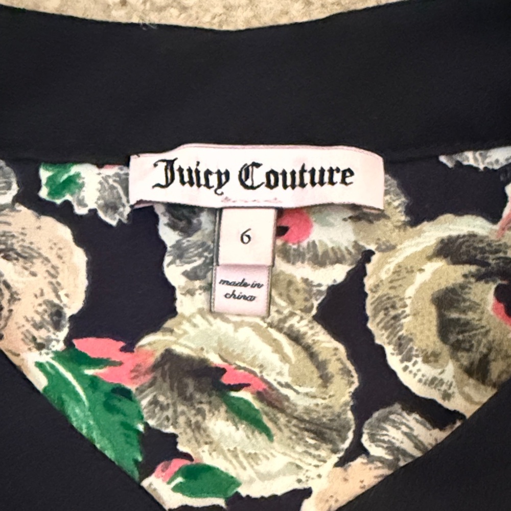 Juicy Couture roses Black Floral dress size 6 medium - Picture 3 of 5